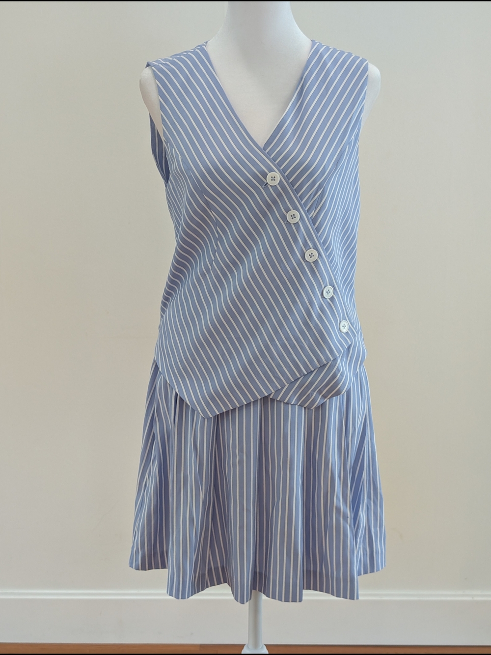 Sundays Blue & White Striped Nori Vest & Skirt Set Small Top Medium Skirt
